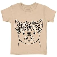Floral Pig Toddler T-Shirt - Pig Print Apparel - Kids Birthday Gift