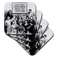 3dRose cst_46926_1 Lips That Touch Liquor-Prohibition Poster, Prohibition, Humor, Humour, Funny, Movie, Thomas Edison-Soft Coasters, Set of 4