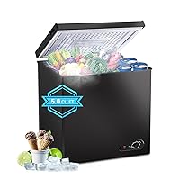 Chest Freezer, 5.0 Cu.Ft Deep Freezer in Black, Free-Standing Top Door Freezer with Adjustable 7 Thermostat and Removable Basket, Energy Saving, Suitable for Bar, Garage, and Basement