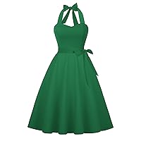 Hanpceirs Casual Sundress for Women Halter Retro Vintage Cocktail Dresses 2024 Summer Dress