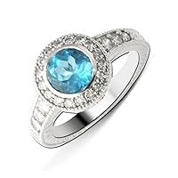 Blue Topaz and Diamond Ring 2.00 ct tw in 14K White Gold