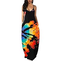 Wolddress Womens 2024 Casual Sleeveless Sundress Plus Size Loose Plain Long Summer Beach Maxi Dress with Pockets S-5X