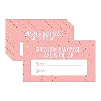 DISTINCTIVS How Many Kisses Baby Shower Game - Pink and Gold (Extra Cards)