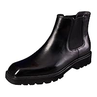 Chelsea Boots Mens Leather Square Toe Ankle Boots Fashion Casual Black Dress Boots for Men