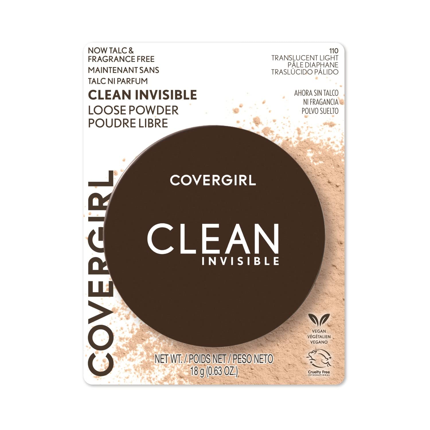 COVERGIRL Clean Invisible Loose Powder - Loose Powder, Setting Powder, Vegan Formula - Translucent Light, 20g (0.7 oz)