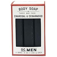 Olivia Care Activated Charcoal Cedarwood Bar Soap 3 Pack Set 100% Natural & Organic – For Face & Body - Deep Clean, Exfoliate, Moisturize & Hydrate - Amazing Masculine Fragrance - 3 X 5 OZ
