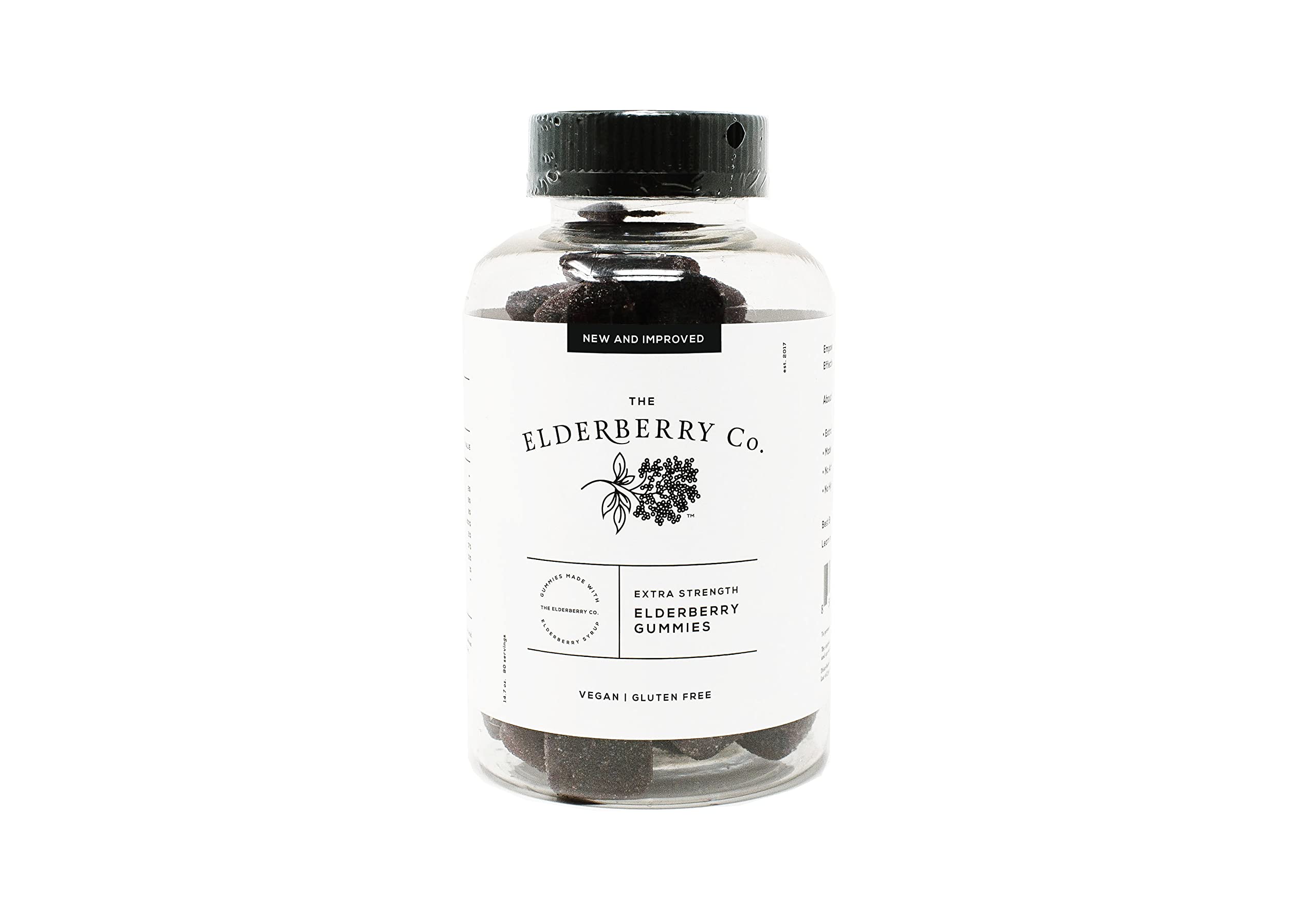 The Elderberry Co. Extra Strength Elderberry Gummies with Vitamins C, D,E and Zinc for All-Natural Immune Support, No Artificial Ingredients (90 Count)