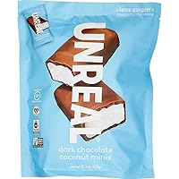 Unreal Dark Chocolate Coconut Mini Bars ~ Vegan, 3g Sugar, & 3 Simple Ingredients ~ Non-GMO, Gluten Free, & Fair Trade ~15.3 OZ