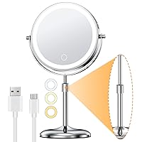 Gospire Lighted Makeup Mirror with Magnification 10X, Height Adjustable & 3 Color Dimmable Lights 7