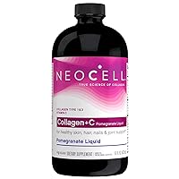 NeoCell Collagen +C Pomegranate Liquid, 4g Collagen Types 1 & 3 Plus Vitamin C, Healthy Skin, Hair, Nails and Joint Support 16 Ounces (Package May Vary)