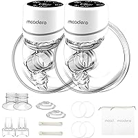 M6 Upgrade Electric Breast Pump - Wearable Hands-Free Pump with LED Display - 4 Modes & 12 Levels - Double Pump - Low Noise - Battery Powered - 2 Pack - Elegant White