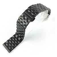 Steel Watch Band 18 20mm 21mm 22mm 24mm 26mm Solid Stainless Steel Strap Butterfly Buckle Matte Men's Metal Replacement Strap (Color : 24mm, Size : Black)