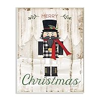 Stupell Industries Merry Christmas Holiday Phrase Winter Nutcracker Wall Art, 10 x 15, Tan