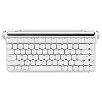 YUNZII B703 Retro Typewriter Keyboard,75% Mechanical Keyboard, Bluetooth&Wired 84-Key Gaming Keyboard with Round Keys, Rotary Knob Integrated Stand for Windows/Mac (Outemu Red Switch, White)