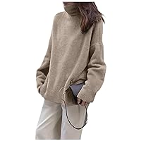 Turtle Neck Cashmere Sweater Women Korean Style Loose Warm Knitted Pullover Winter Outwear Lazy Female Jumpers