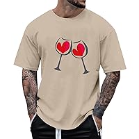 T Shirts for Man Love Print Tee Casual Graphic Tee Summer Loose T-Shirts Short Sleeve Round Neck Loose Sport Top