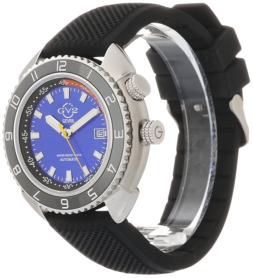 GV2 Men's Swiss Automatic from The Squalo Collection, Rubber Strap with Tang Buckle Watch