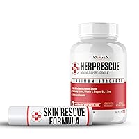 Skin Rescue Formula Outbreak Support Supplement, Cold Sore Care for Adults, Natural Capsules, Vitamin C, & L lysine for Immune Health, Defense and Support for Clear Skin 100% Natural
