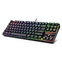 Redragon K552 Mechanical Gaming Keyboard 60% Compact 87 Key Kumara Wired Cherry MX Blue Switches Equivalent for Windows PC Gamers (RGB Backlit Black)