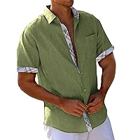 Beach Shirts for Men Casual Hawaiian Button Down Short Sleeve Shirt Summer Tropical Holiday Shirts with Pocket M-4XL