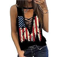 MHTOR We The People 1776 V Neck Tank for Women 4th of July Patriotic Shirt American Flag Sleeveless Graphic Tees Tanks