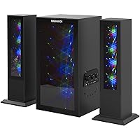 Magnavox MHT990 2.1 Home Entertainment System with Bluetooth Wireless Technology and Color Changing Lights in Black | AUX Port | Subwoofer with 2 Speakers | Pulsing Lights |