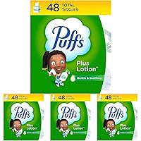 Puffs Plus Lotion Facial Tissue, 1 Cube Box, 48 Tissues Per Box (Pack of 4)