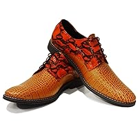 Modello Piquetto - Handmade Italian Mens Color Colorful Oxfords Dress Shoes - Cowhide Embossed Leather - Lace-Up