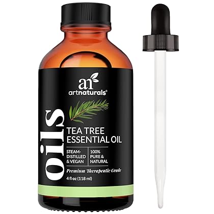 artnaturals Tea Tree Essential Oil 4oz - 100% Pure Oils Premium Melaleuca Therapeutic Grade Best for Acne, Skin, Hair, Nails, Face and Body Wash Aromatherapy & Diffuser