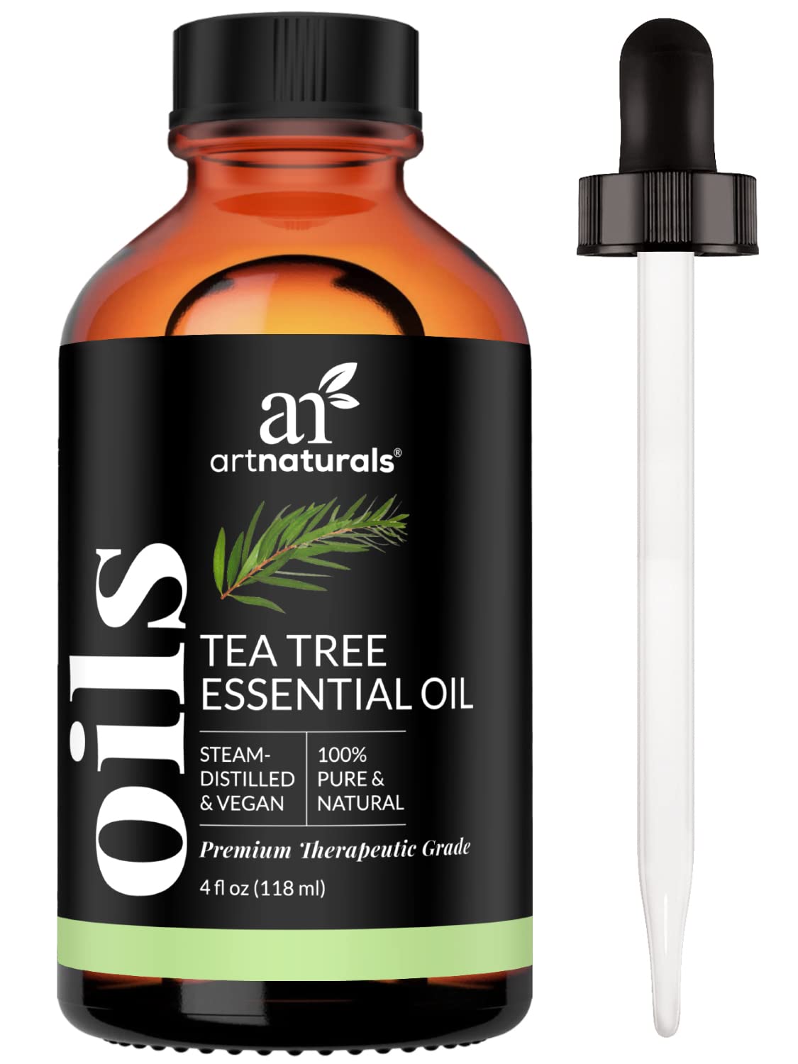 artnaturals Tea Tree Essential Oil 4oz - 100% Pure Oils Premium Melaleuca Therapeutic Grade Best for Acne, Skin, Hair, Nails, Face and Body Wash Aromatherapy & Diffuser
