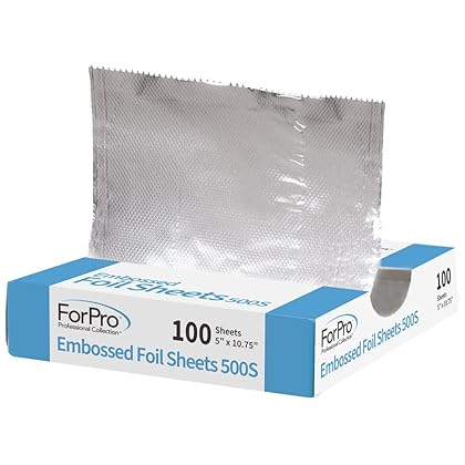 ForPro Professional Collection Embossed Foil Sheets 500S, Aluminum Foil, Pop-Up Dispenser, for Hair Color Application and Highlighting Services, Food Safe, 5