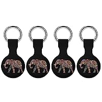 Floral Elephant Silicone Case for Airtags Holder Tracker Protective Cover with Keychain Air Tag Dog Collar Accessories