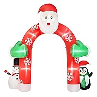 10FT Christmas Inflatable Archway Outdoor Decorations, Inflatable Santa Archway with Snowman & Penguin Built-in LED Lights, Christmas Blow up Yard Decorations for Holiday Party Yard Lawn Garden