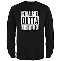 Straight Outta Washington DC Black Adult Long Sleeve T-Shirt - 2X-Large