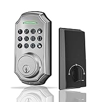 ZSZ Keyless Entry Door Lock, Keypad Deadbolt,Smart Lock for Front Door with 2 Keys, Function Setting with Voice Guide, 10-99 Seconds, Auto-Lock, Install in 90 Seconds, Sliver