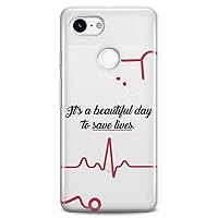 TPU Case Compatible for Google Pixel 8 Pro 7a 6a 5a XL 4a 5G 2 XL 3 XL 3a 4 Quote Nurse Medical Red Cute Heart Health Slim fit Soft Clear Pattern Print Doctor Design Flexible Silicone Cute