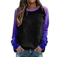 Sweatpants Ladies Tops Gradient Solid Print Sweatshirts Top Long Sleeve Color Block Pullover Cute Light Pullover