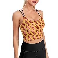 Bacon Slices Padded Sports Bras for Women Double Spaghetti Strap Yoga Bra Gym Crop Tank Tops