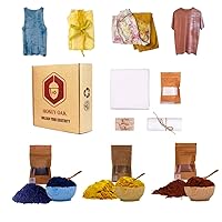 Fabric Tie Dye Kit with 3 Colors | Natural Shibori Powder | Indigo, Sunflower Yellow and Turkey Red | Perfect Clothing Dying | Painting Party Supplies DIY Art Craft Set for Kids and Adults