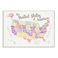 Stupell Home Décor United States US Map Water Color Wall Plaque Art, 10 x 0.5 x 15, Proudly Made in USA