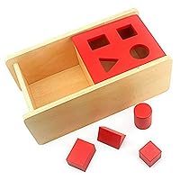 Montessori Baby Imbucare Box with Flip Lid 4 Shapes Wood Learning Educational Preschool Training Children Practical Life Skills Toy