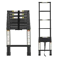 Telescopic Ladder, 16.5FT RIKADE Aluminum Telescoping Ladder with Non-Slip Feet and Stable Hook, Portable Extension Ladder for Household and Outdoor