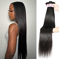 Hair Brazilian Virgin Straight Hair Weave 3 Bundles 100% Unprocessed Human Hair Extensions Natural Color Can Be Dyed and Bleached (12 14 16)