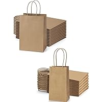 BagDream 3.5Inch Mini 50Pcs and 5Inch Small 100Pcs Gift Bags Brown Paper Bags with Handles Bulk