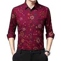 Chinese Style Print Dress Men Shirt Long Sleeved Casual Shirt for Men
