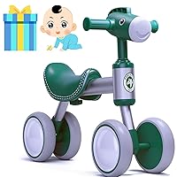TWFRIC Balance Bike for 1+ Year Old Boys Girls, Toddler Balance Bike 12-36 Month No Pedal 4 Wheels Ride-on Baby Bike Riding Toys for 1 Year Old Birthday Gifts (Green)