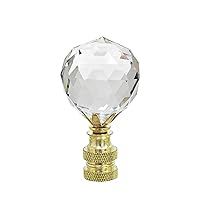 24007-11 Clear Faceted Crystal Lamp Finial in Brass Plated Finish, 2 1/4