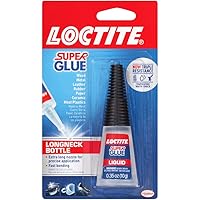 Super Glue Liquid Longneck Bottle, Clear Superglue, Cyanoacrylate Adhesive Instant Glue, Quick Dry - 0.35 fl oz Bottle, Pack of 2