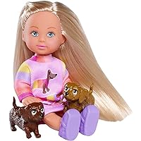 Simba 105733688 Evi Love Dogs, Doll with Two Cute Dachshunds on a Leash, 12 cm Toy Doll, from 3 Years