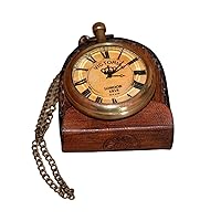 Hassanhandicrafts Antique Vintage Maritime Brass Pocket Watch Kelvin & Hughes with Leather Box